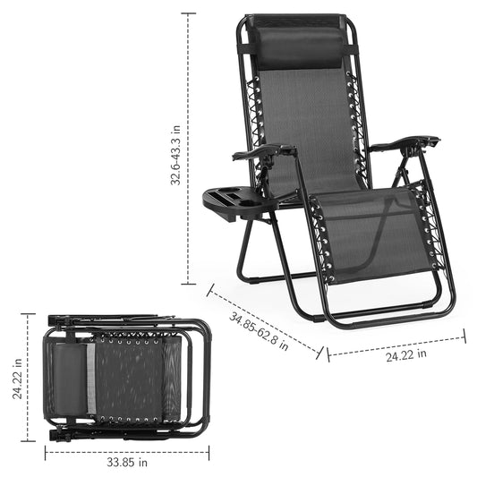 2  Folding Lounge Chair with Cup Holder