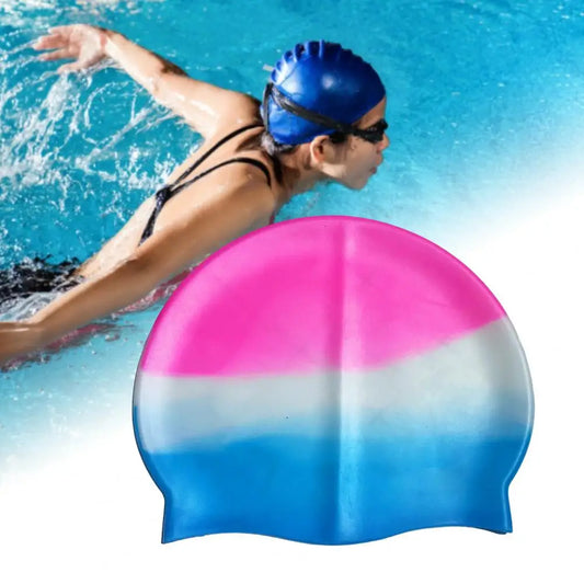 Contrast Color Women Bathing Hat Swimming Headwear