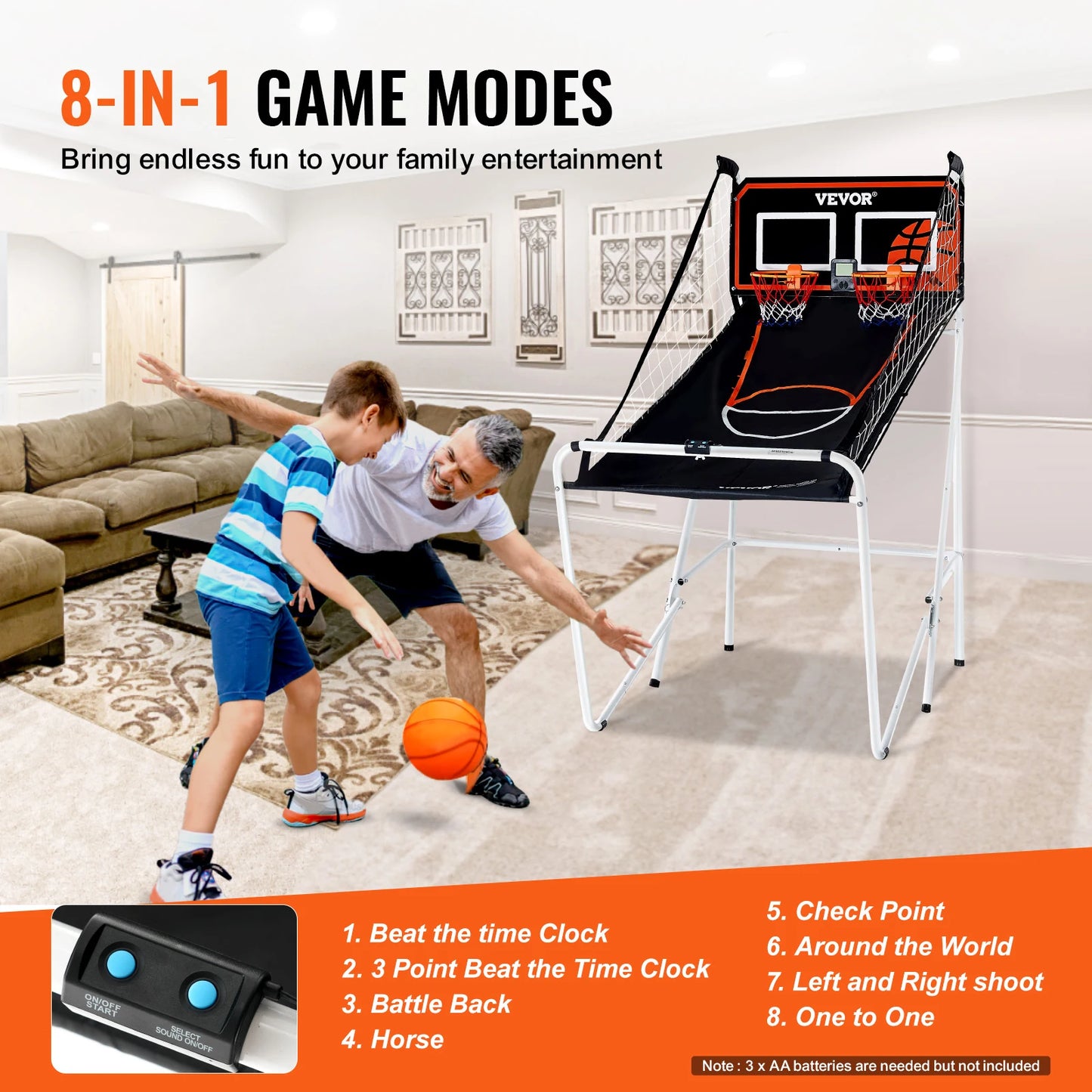 VEVOR Foldable Basketball Arcade Game, 2 Player