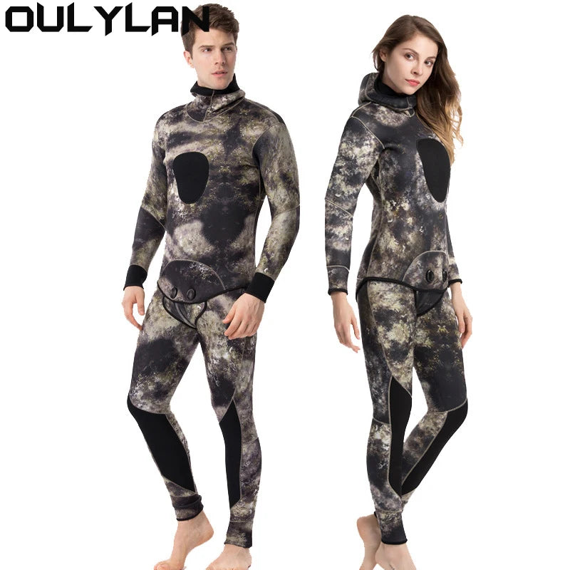 Scuba Diving Suit Camouflage 2pieces Keep Warm