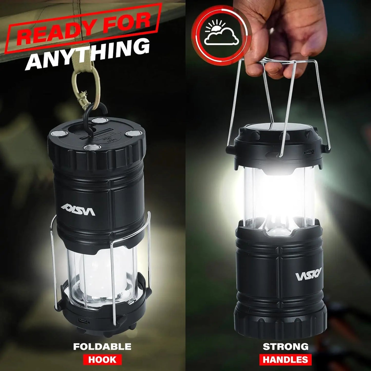 Solar Camping Lantern 4-Pack,Rechargeable