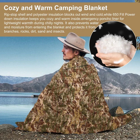 Camouflage Water Repellent Woobie Quilted Blanket