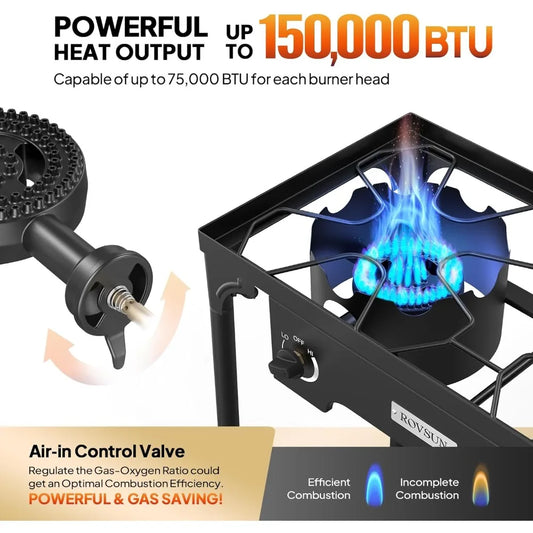 2 Burner Outdoor Propane Gas Stove