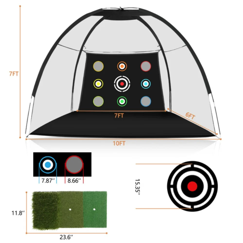 10 * 7ft black golf net, 9 targets