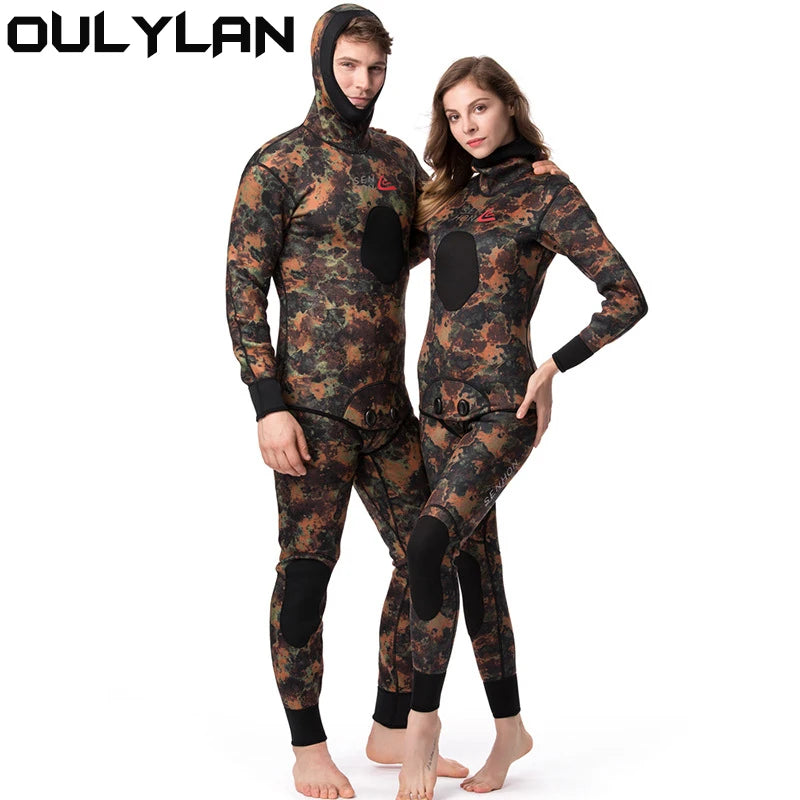 Scuba Diving Suit Camouflage 2pieces Keep Warm