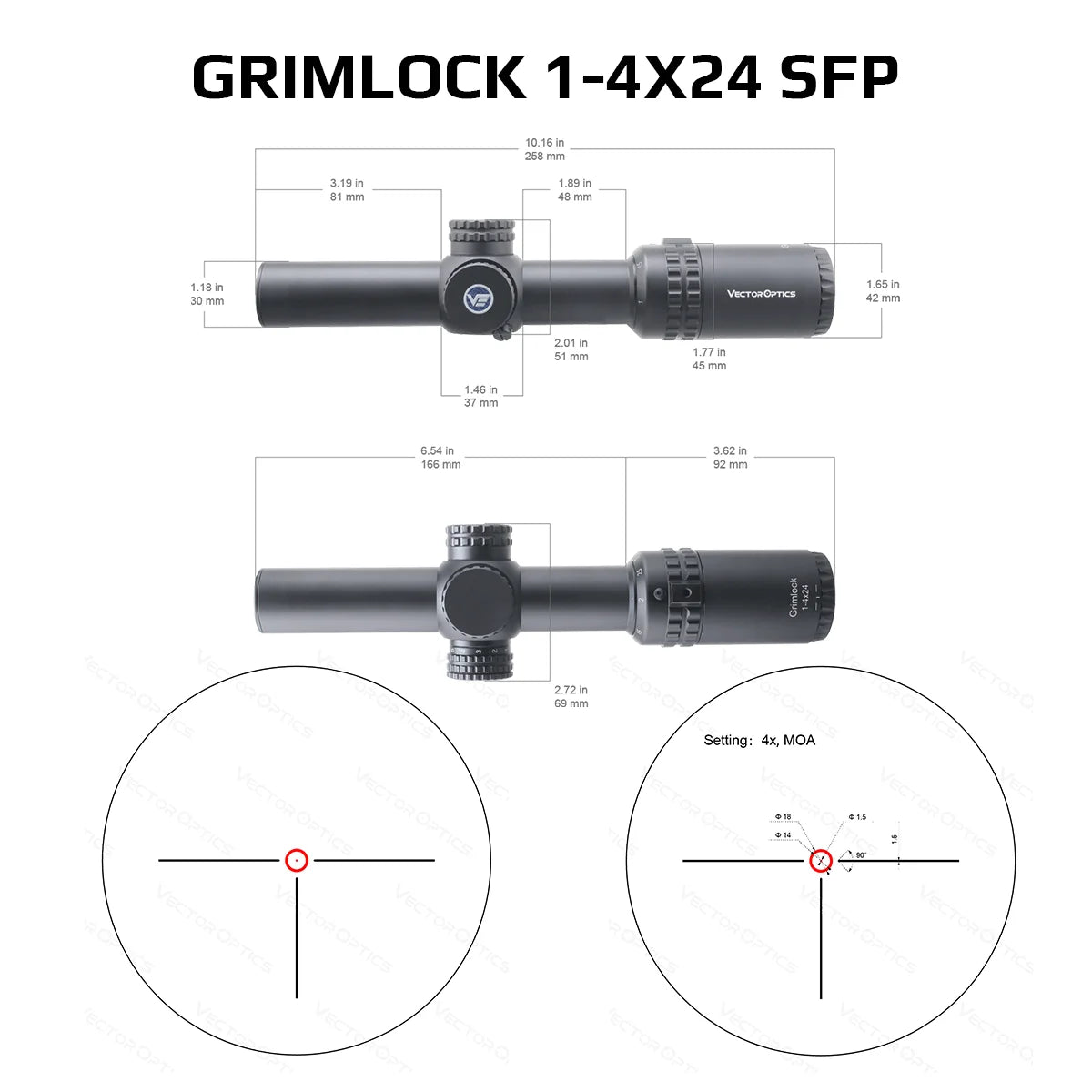 LPVO Riflescope For .308 30-06 AR15 Rifles