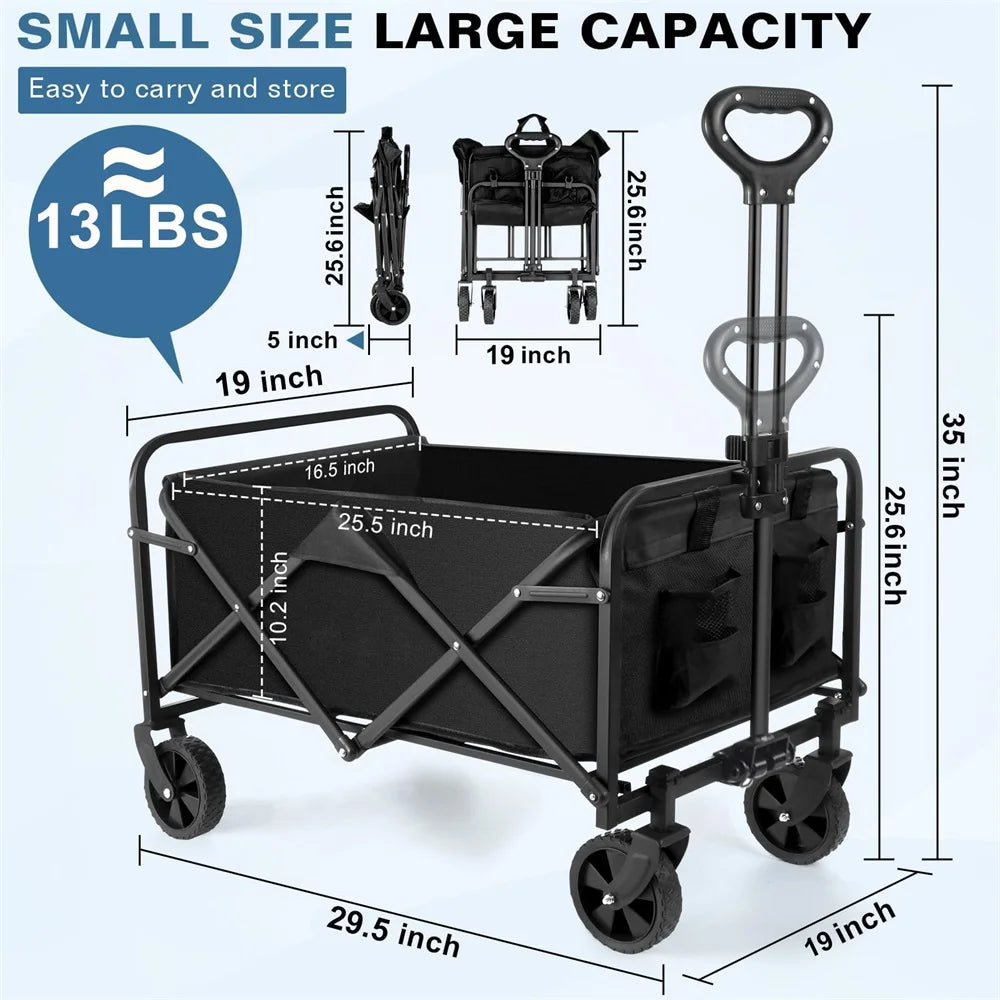 Folding Beach Wagon Cart Collapsible Heavy Duty