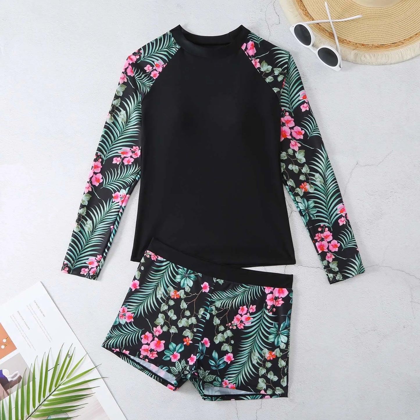 t Long Sleeve Shorts Swimsuits For Woman