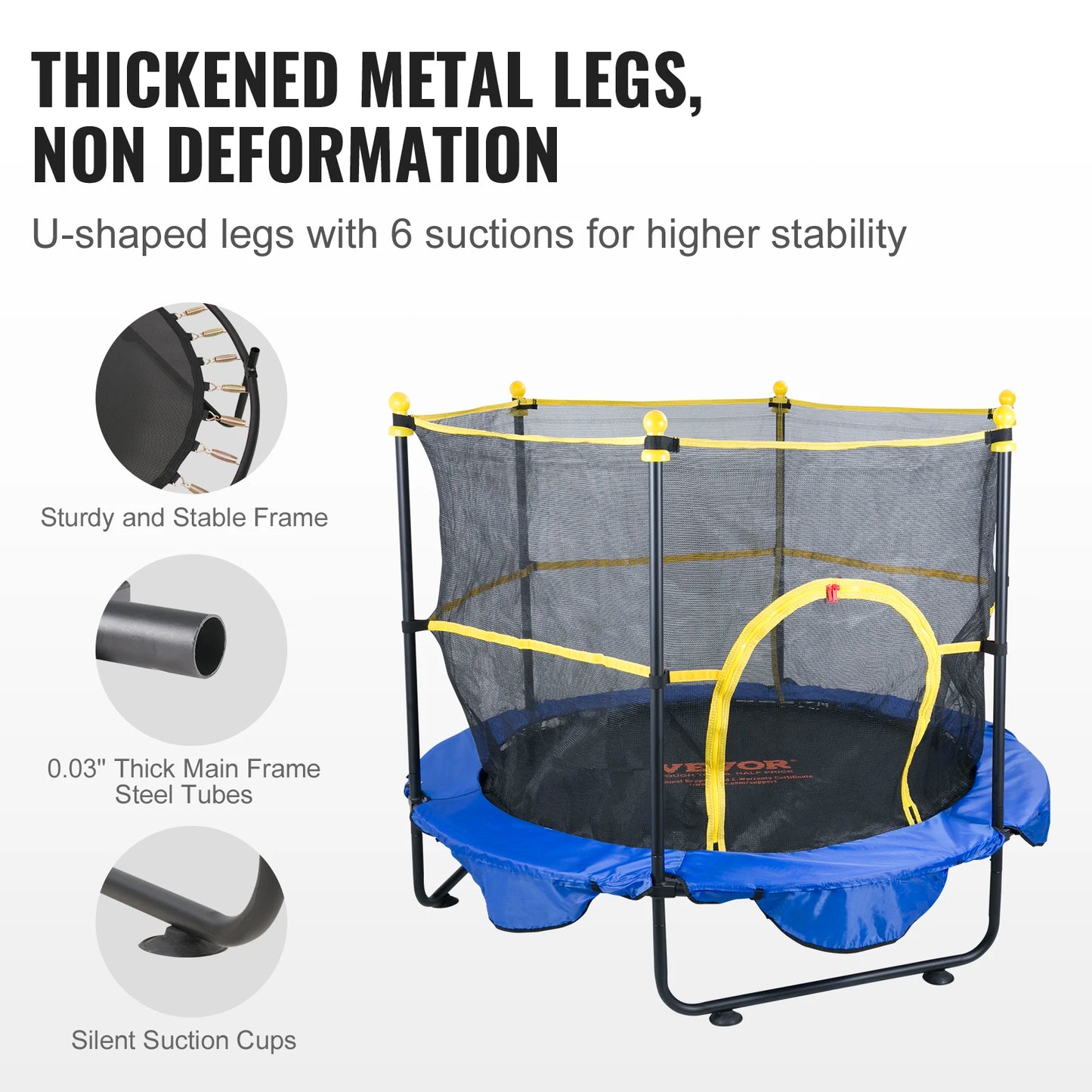 Indoor Outdoor Trampoline with Safety Enclosure Net