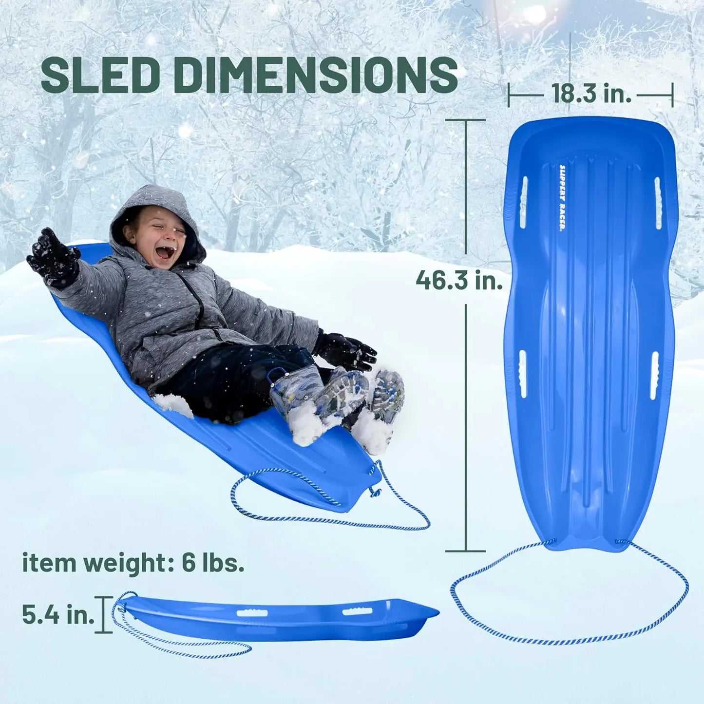 Adults and Kids Plastic Toboggan Snow Sled